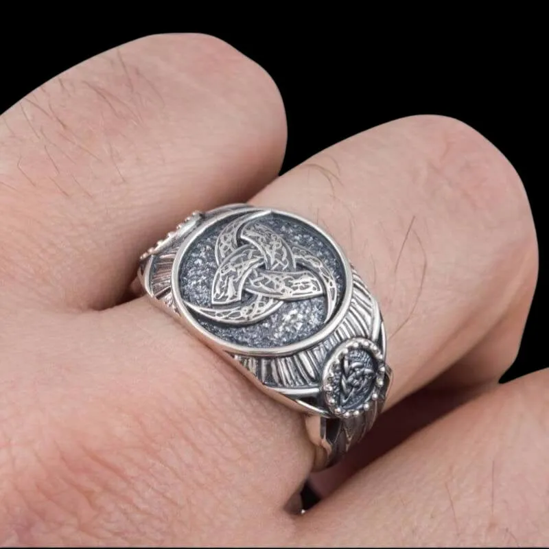 Handcrafted Odin Horn Symbol Sterling Silver Ring
