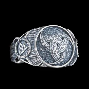 Handcrafted Odin Horn Symbol Sterling Silver Ring