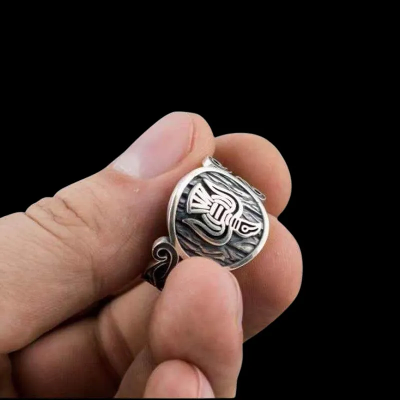 Handcrafted  Raven Ornament Norse Sterling Silver Ring