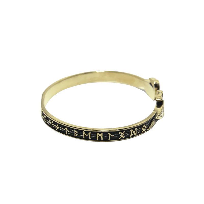Handcrafted Ravens and Elder Futhark runes Arm Ring