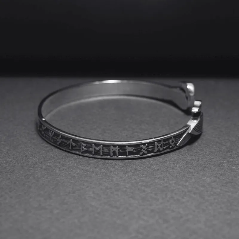 Handcrafted Ravens and Elder Futhark runes Arm Ring