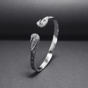 Handcrafted Ravens and Elder Futhark runes Arm Ring
