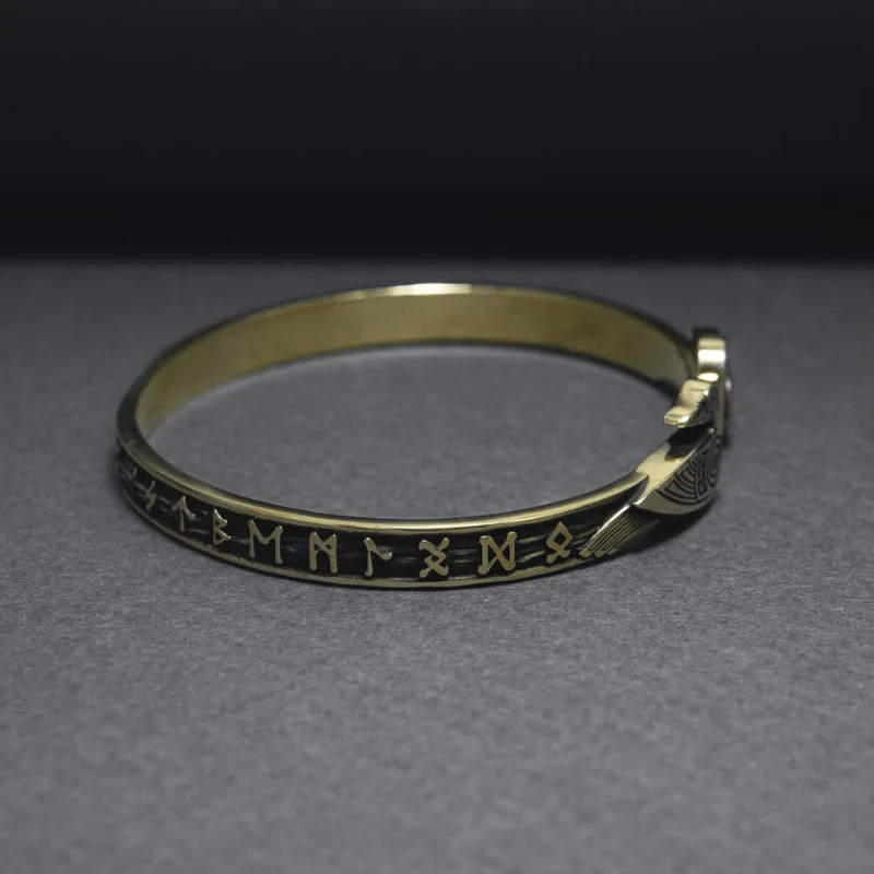 Handcrafted Ravens and Elder Futhark runes Arm Ring