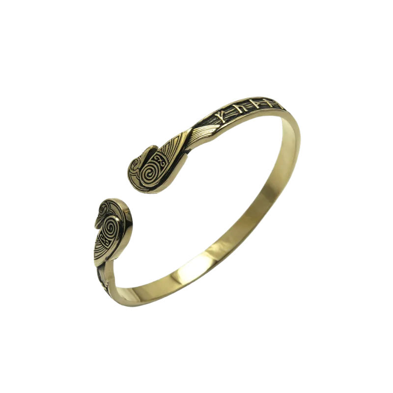 Handcrafted Ravens and Elder Futhark runes Arm Ring