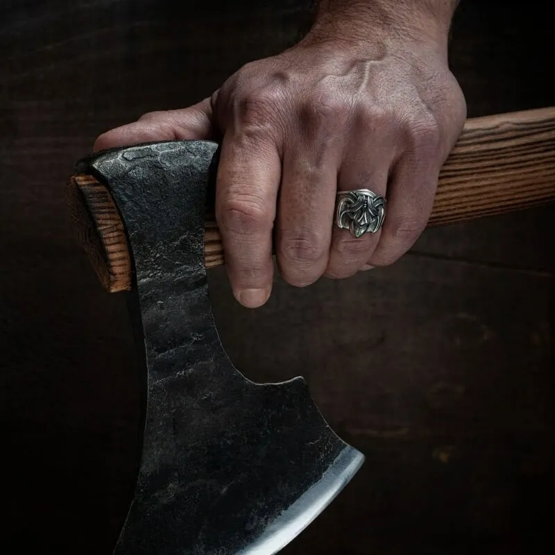 Handcrafted Silver Raven's Viking Ring