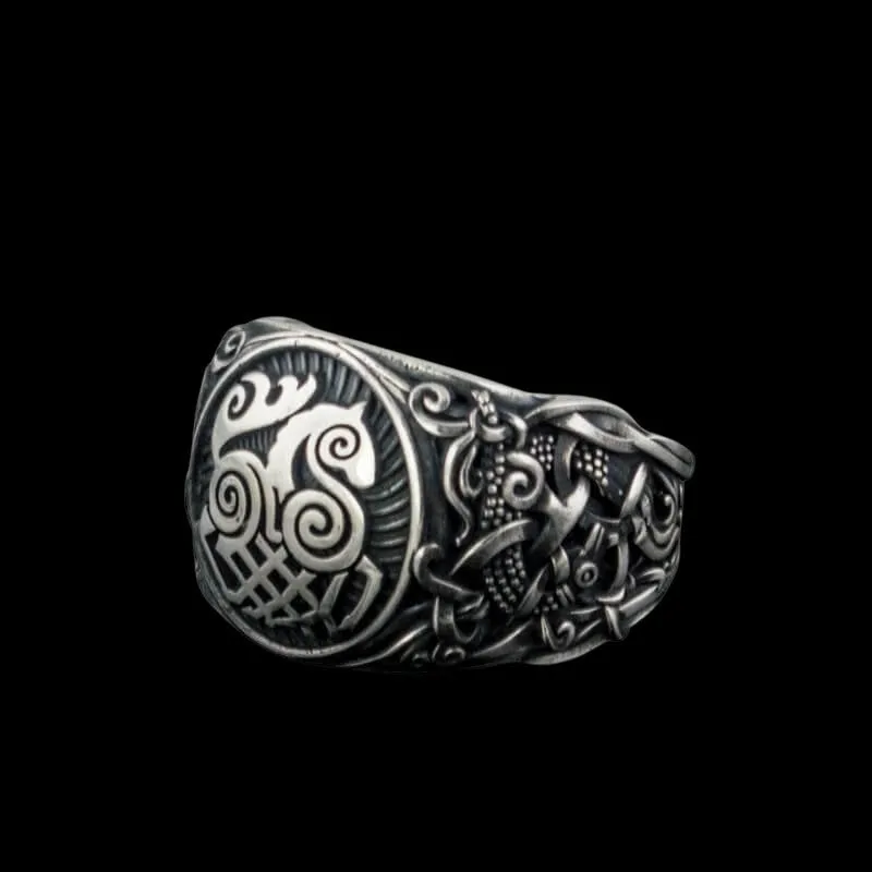 Handcrafted Sleipnir Mammen Style Sterling Silver Ring