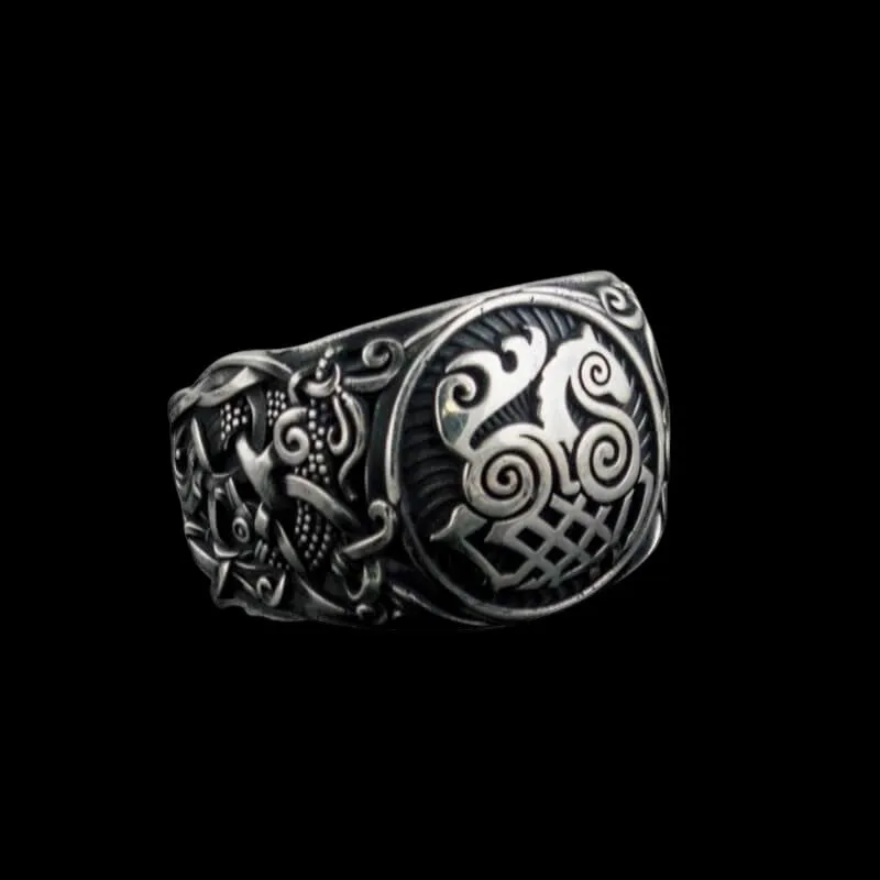 Handcrafted Sleipnir Mammen Style Sterling Silver Ring