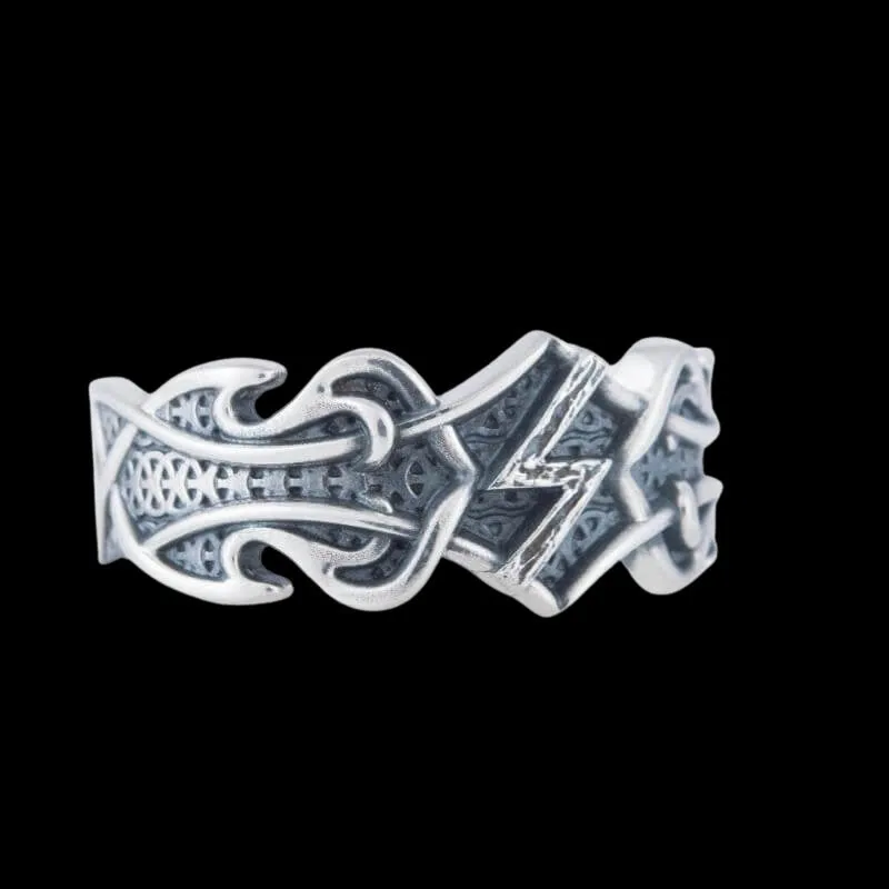 Handcrafted Sowelu Rune Norse Ornament Sterling Silver Ring