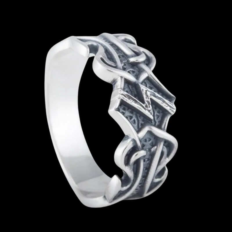 Handcrafted Sowelu Rune Norse Ornament Sterling Silver Ring