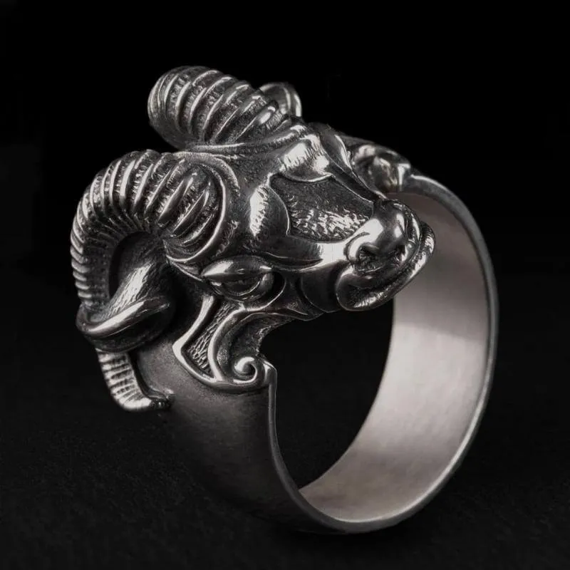 Handcrafted Thor's Goat Tanngrisnir Silver Ring