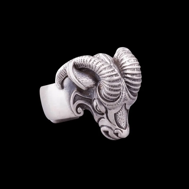 Handcrafted Thor's Goat Tanngrisnir Silver Ring