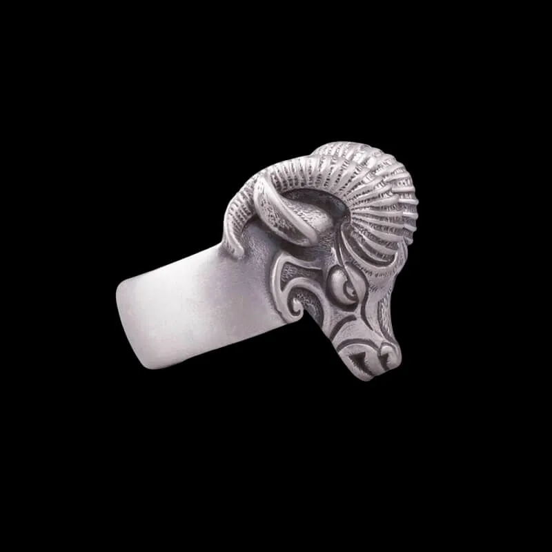 Handcrafted Thor's Goat Tanngrisnir Silver Ring