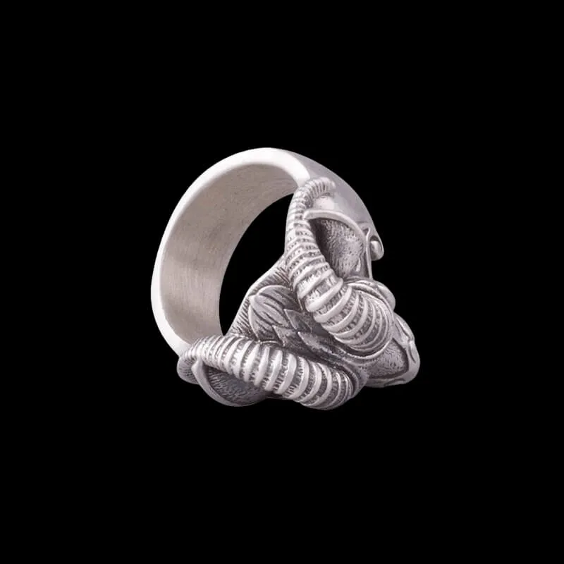 Handcrafted Thor's Goat Tanngrisnir Silver Ring