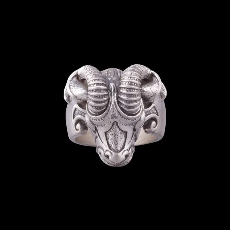 Handcrafted Thor's Goat Tanngrisnir Silver Ring