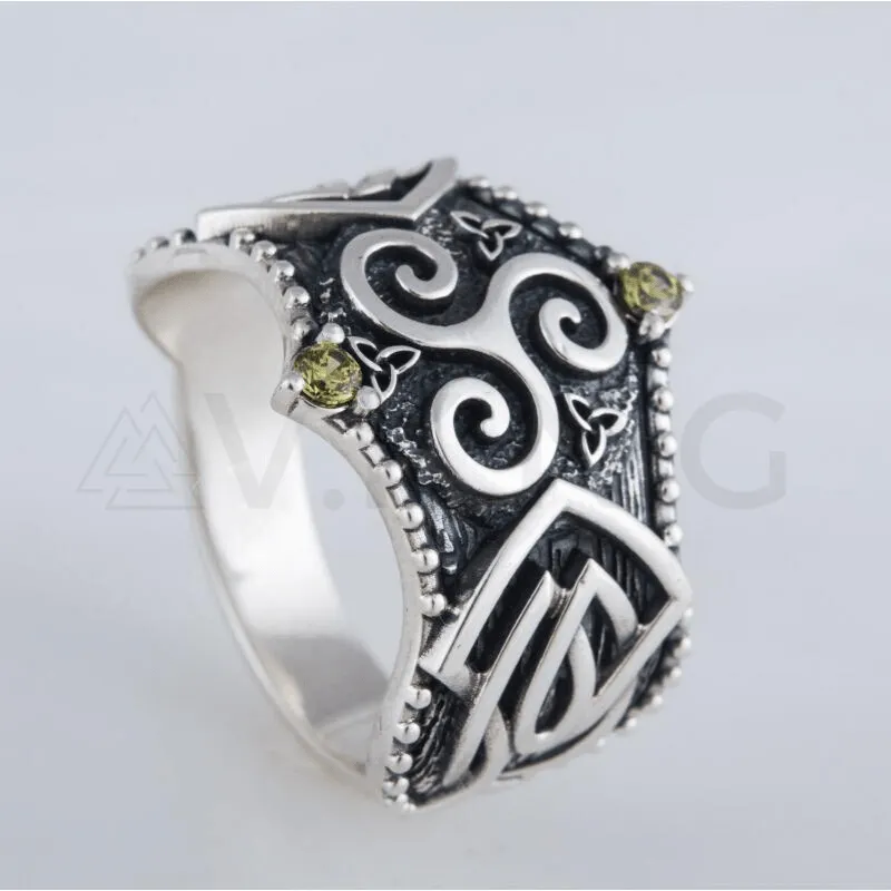 Handcrafted Triskelion Symbol Norse Ornament Sterling Silver Ring