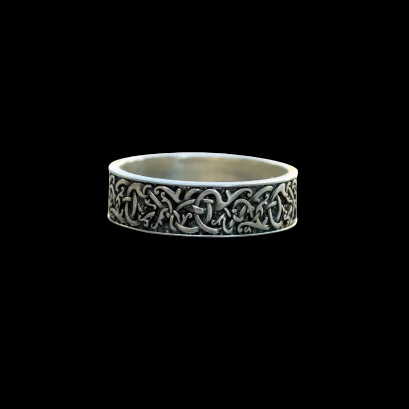 Handcrafted Urnes Ornament Sterling Silver Ring