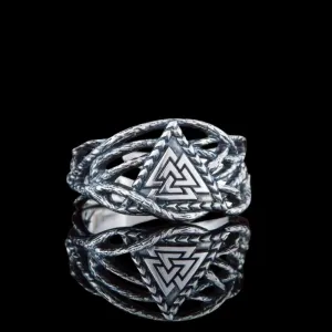 Handcrafted Valknut Sterling Silver Ring