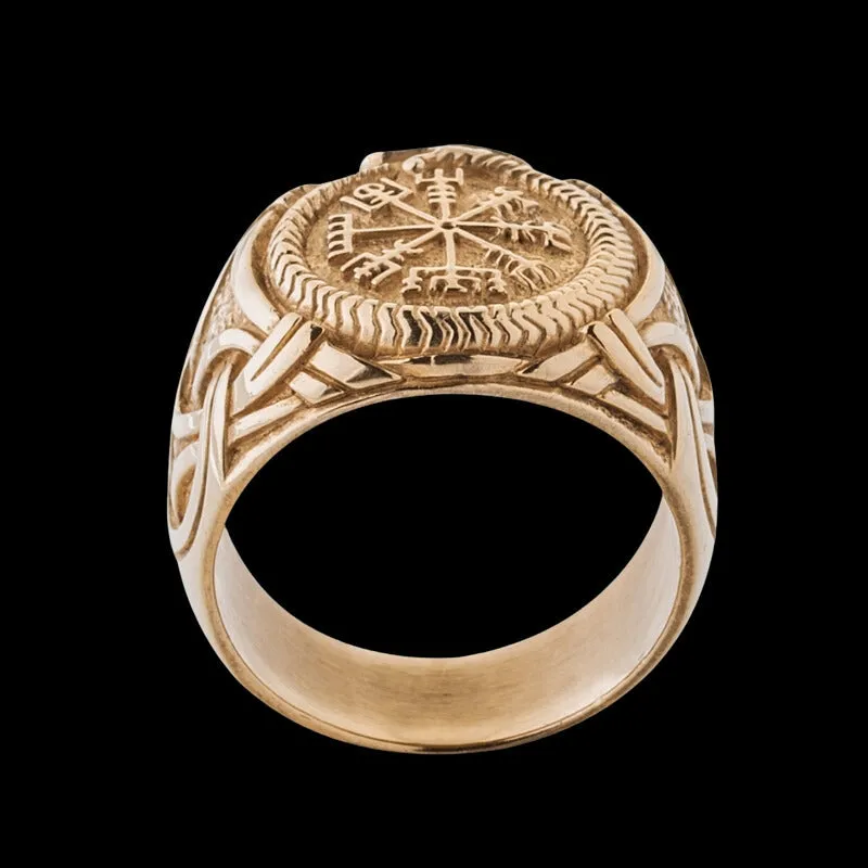Handcrafted Vegvisir Ring Silver Sterling Gilt