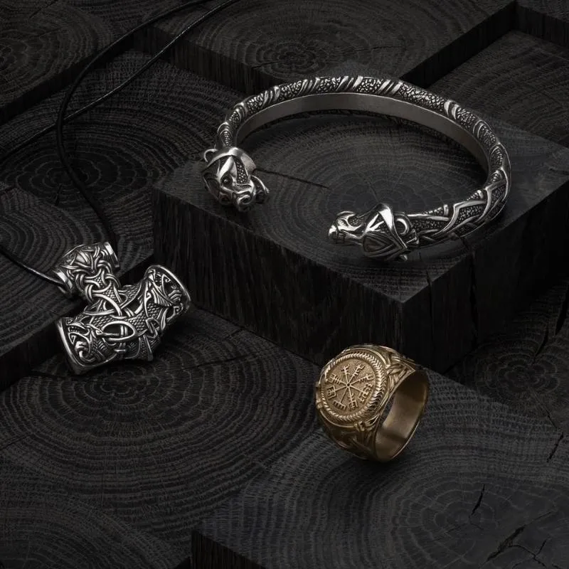 Handcrafted Vegvisir Ring Silver Sterling Gilt