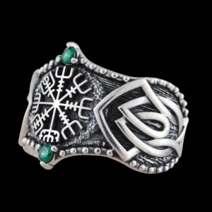 Handcrafted Vegvisir Symbol Norse Ornament Sterling Silver Ring