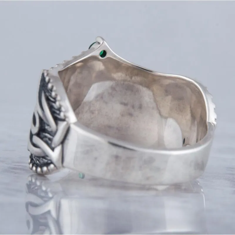 Handcrafted Vegvisir Symbol Norse Ornament Sterling Silver Ring