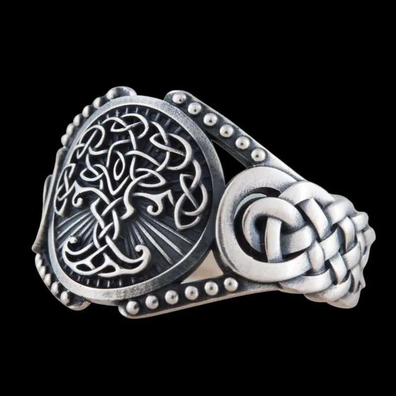 Handcrafted Yggdrasil Symbol Viking Ornament Sterling Silver Ring