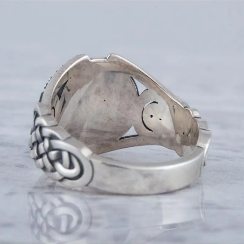 Handcrafted Yggdrasil Symbol Viking Ornament Sterling Silver Ring