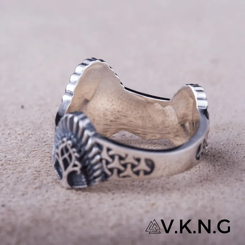 Handcrafted Yggdrasil Three Sides Sterling Silver Ring