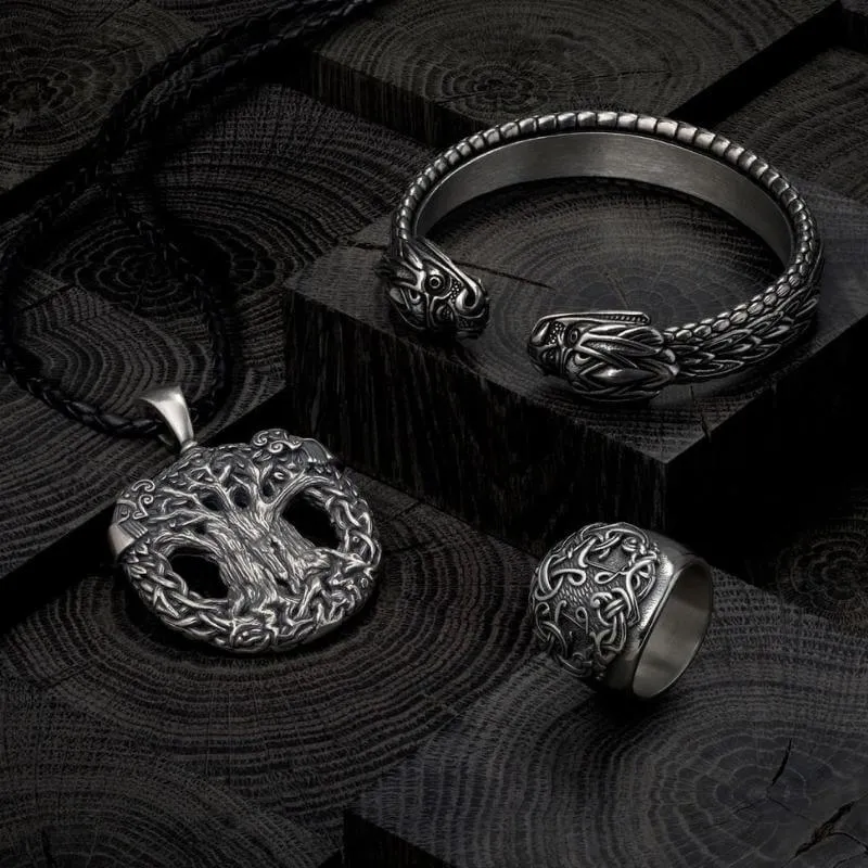 Handcrafted Yggdrasil : Tree Of Life Viking Silver Ring