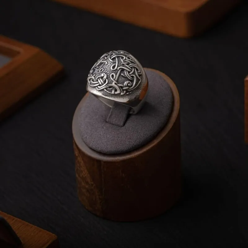 Handcrafted Yggdrasil : Tree Of Life Viking Silver Ring