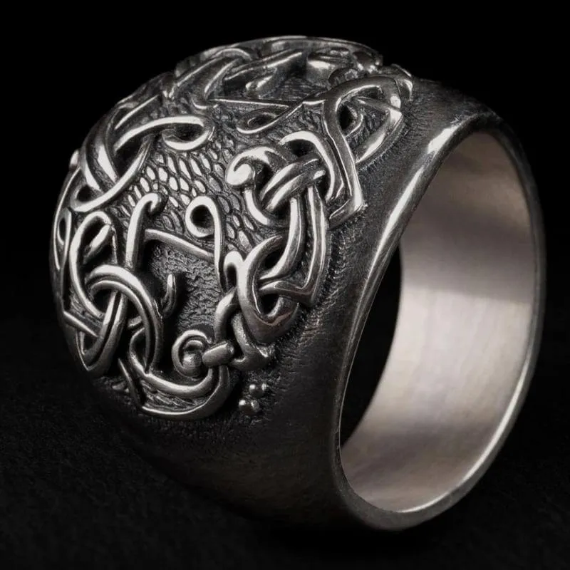 Handcrafted Yggdrasil : Tree Of Life Viking Silver Ring