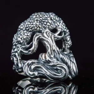 Handcrafted Yggdrasil World Tree Sterling Silver Ring