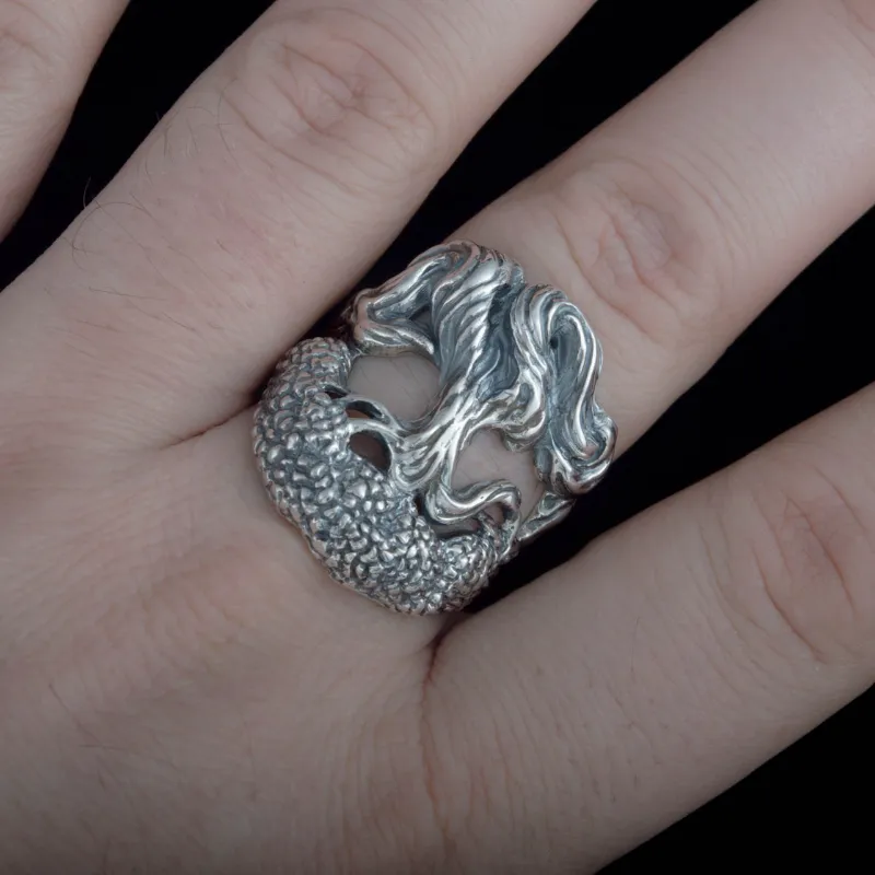 Handcrafted Yggdrasil World Tree Sterling Silver Ring