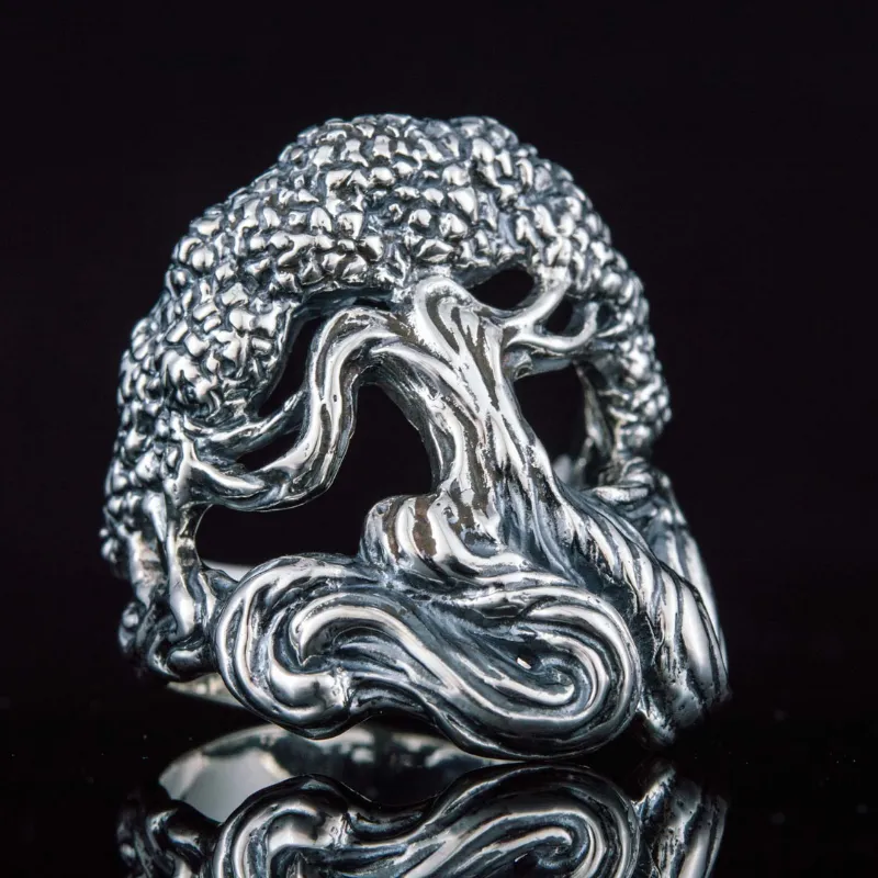 Handcrafted Yggdrasil World Tree Sterling Silver Ring