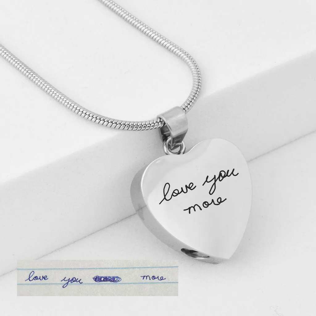 Handwriting Heart Urn Necklace