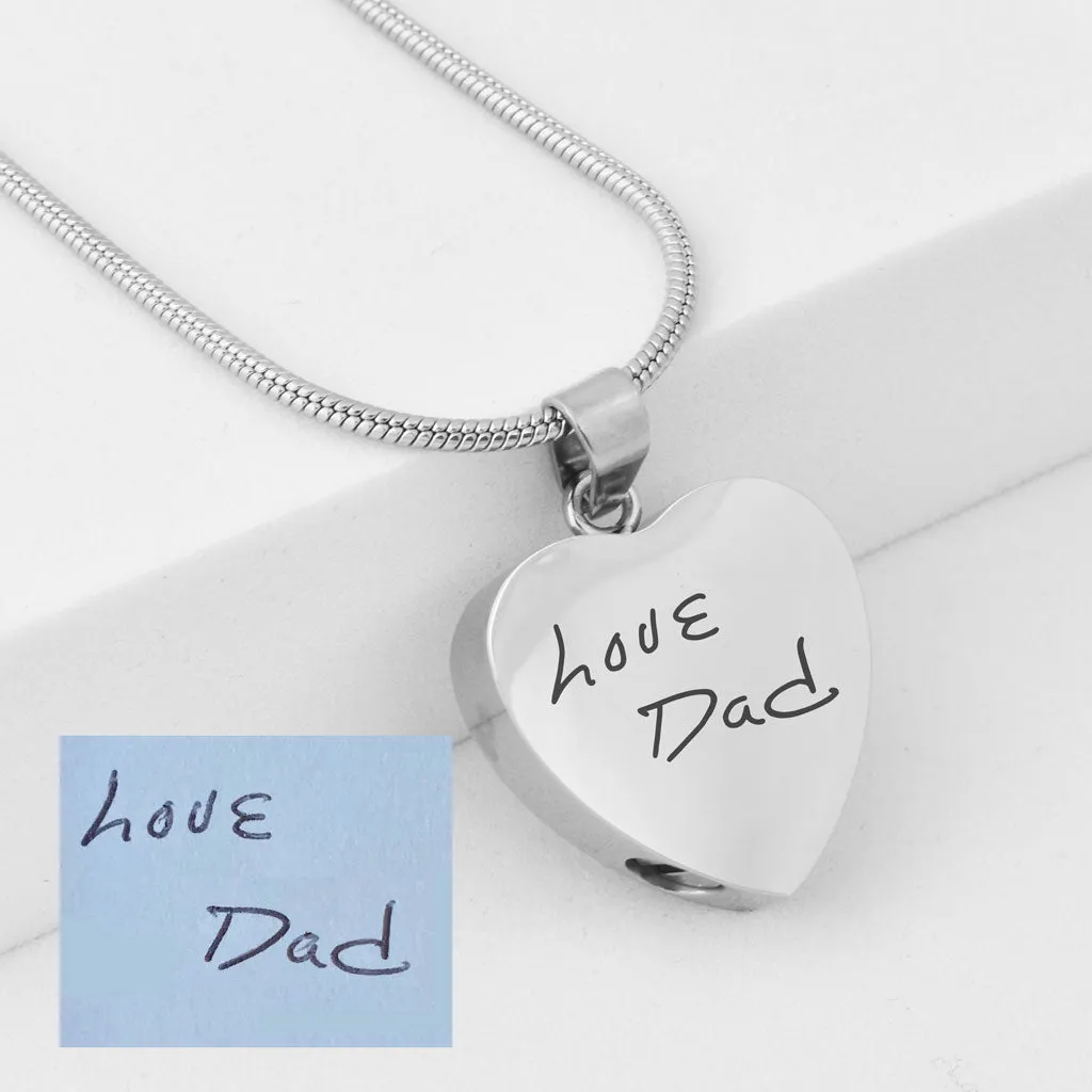 Handwriting Heart Urn Necklace