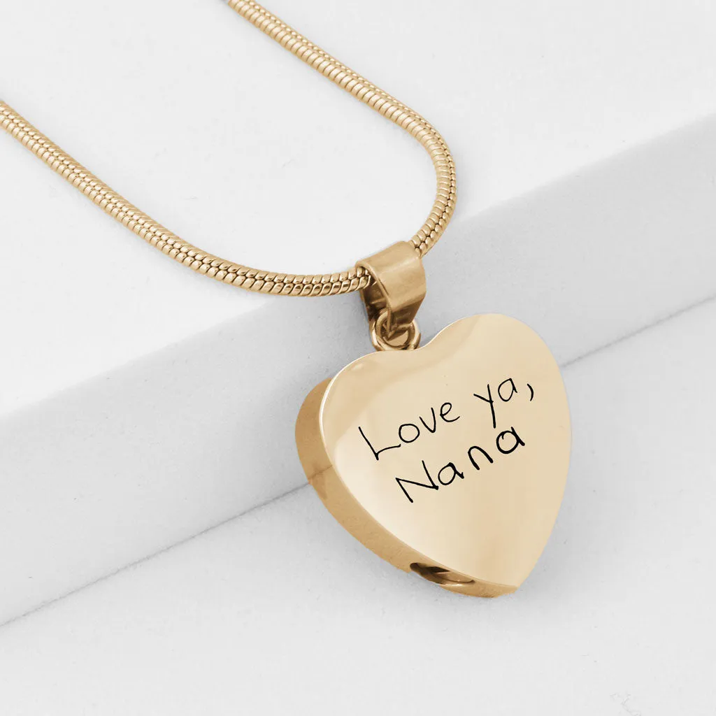 Handwriting Heart Urn Necklace