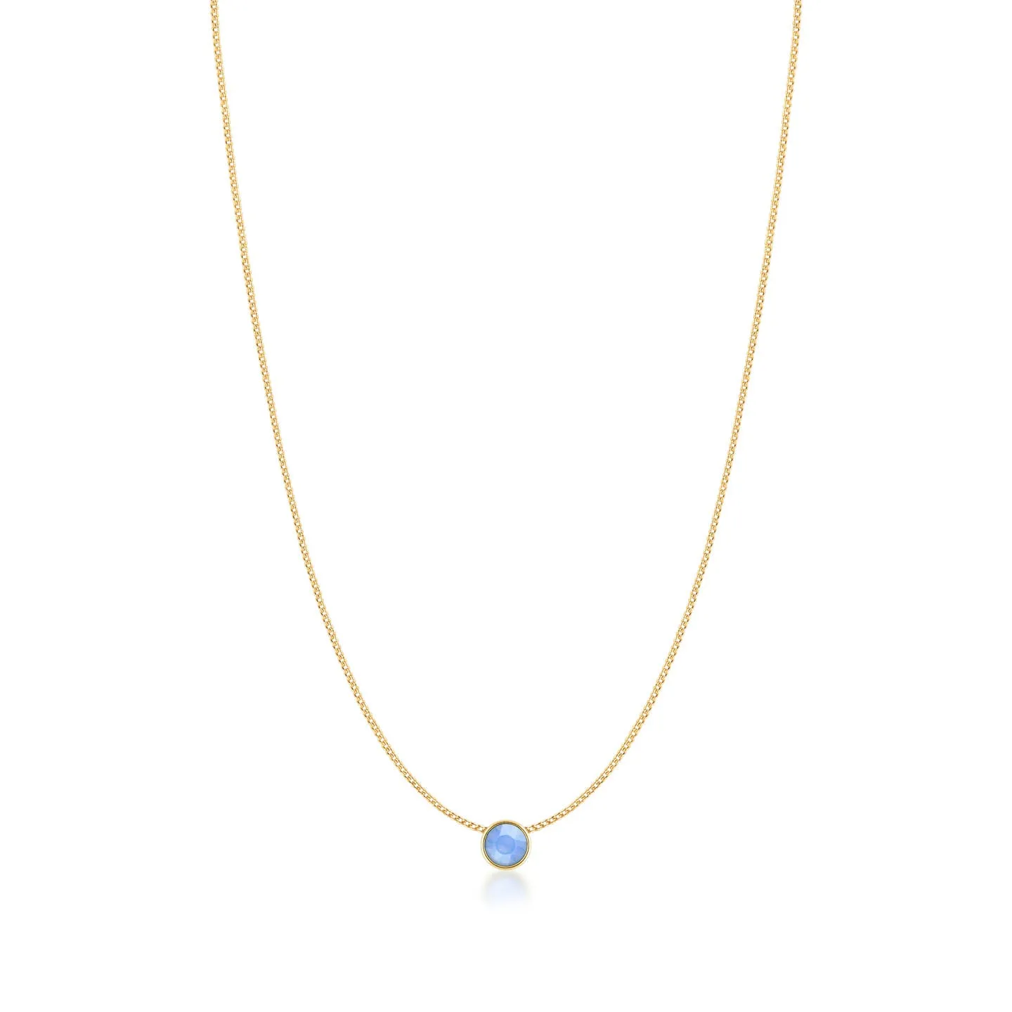 Harley Small Pendant Necklace with Air Blue Round Opals from Swarovski Gold Plated