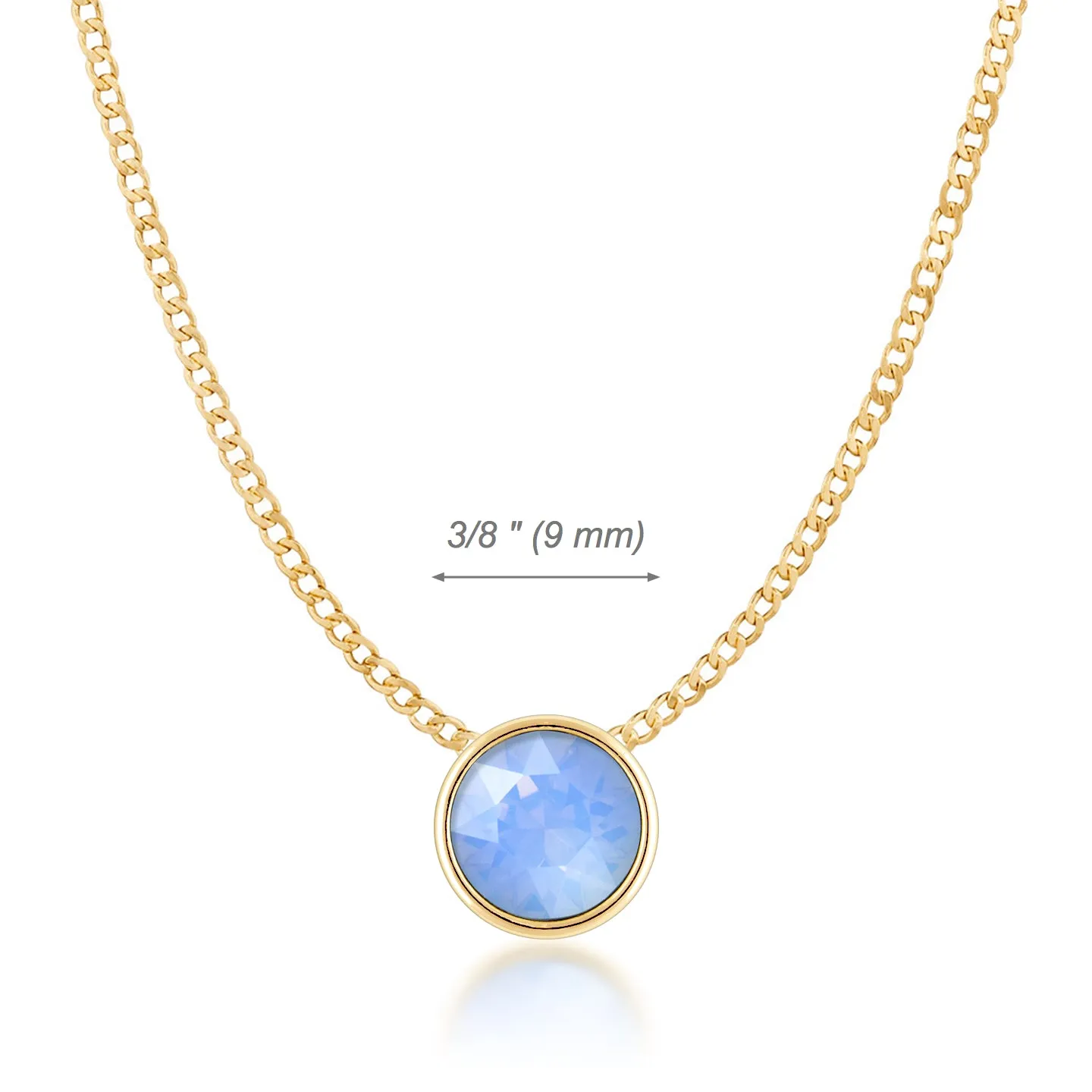 Harley Small Pendant Necklace with Air Blue Round Opals from Swarovski Gold Plated