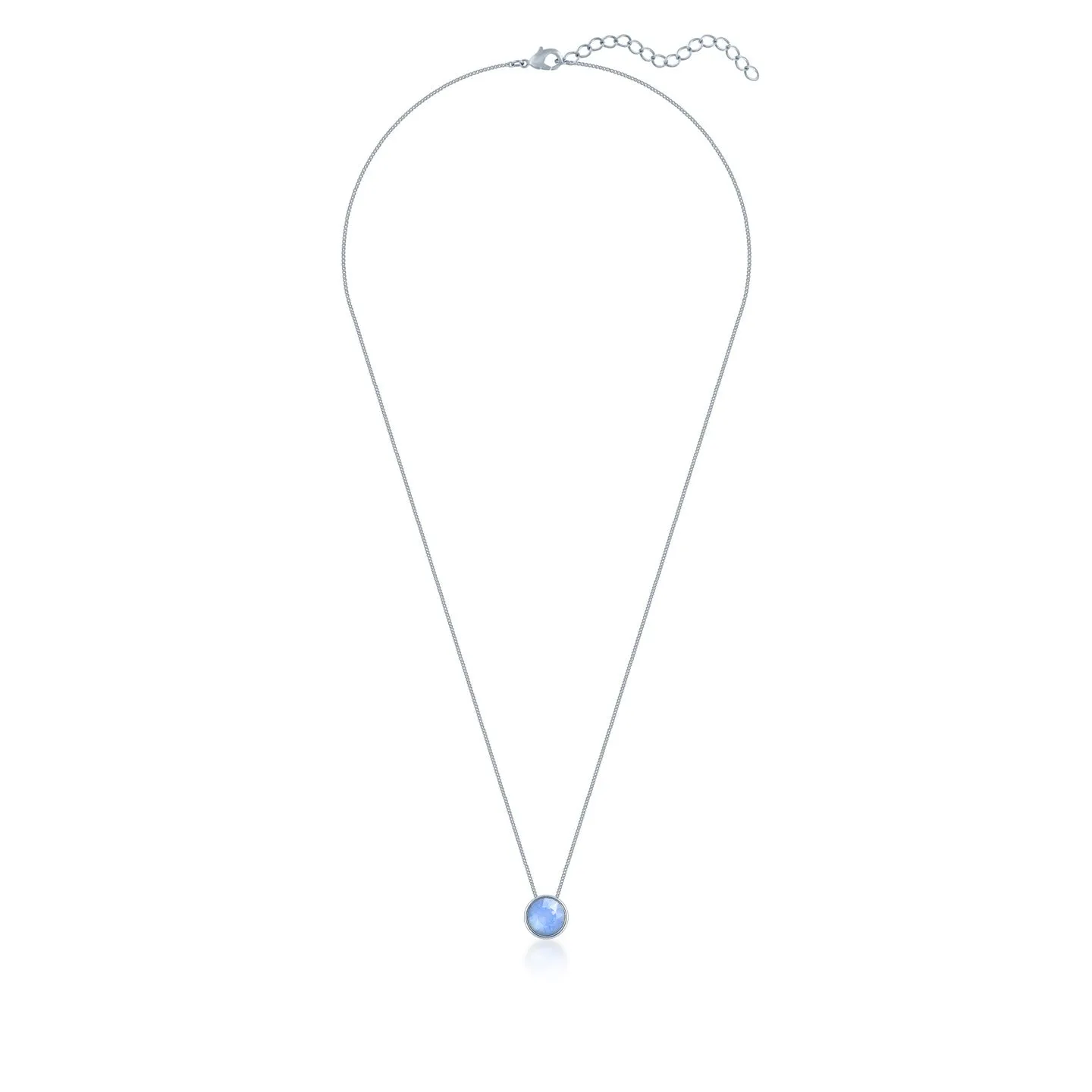 Harley Small Pendant Necklace with Air Blue Round Opals from Swarovski Silver Toned Rhodium Plated
