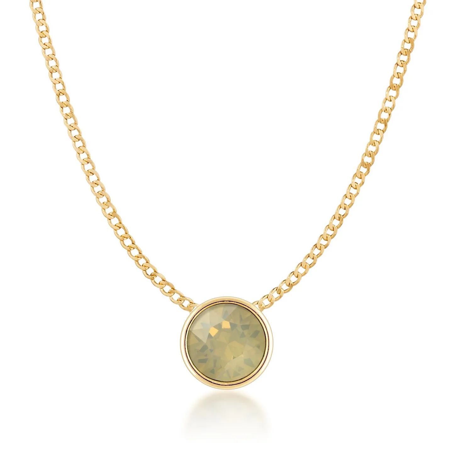 Harley Small Pendant Necklace with Beige Sand Round Opals from Swarovski Gold Plated
