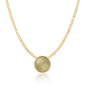 Harley Small Pendant Necklace with Beige Sand Round Opals from Swarovski Gold Plated