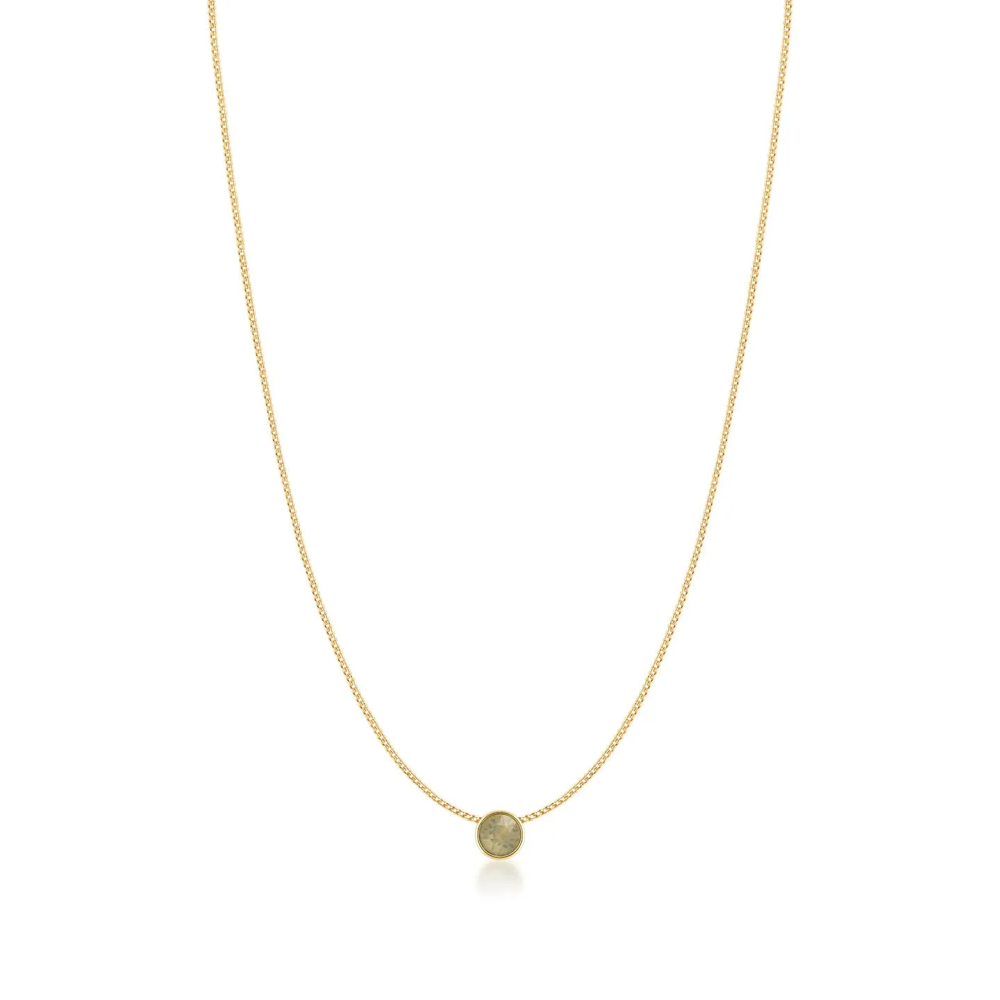 Harley Small Pendant Necklace with Beige Sand Round Opals from Swarovski Gold Plated