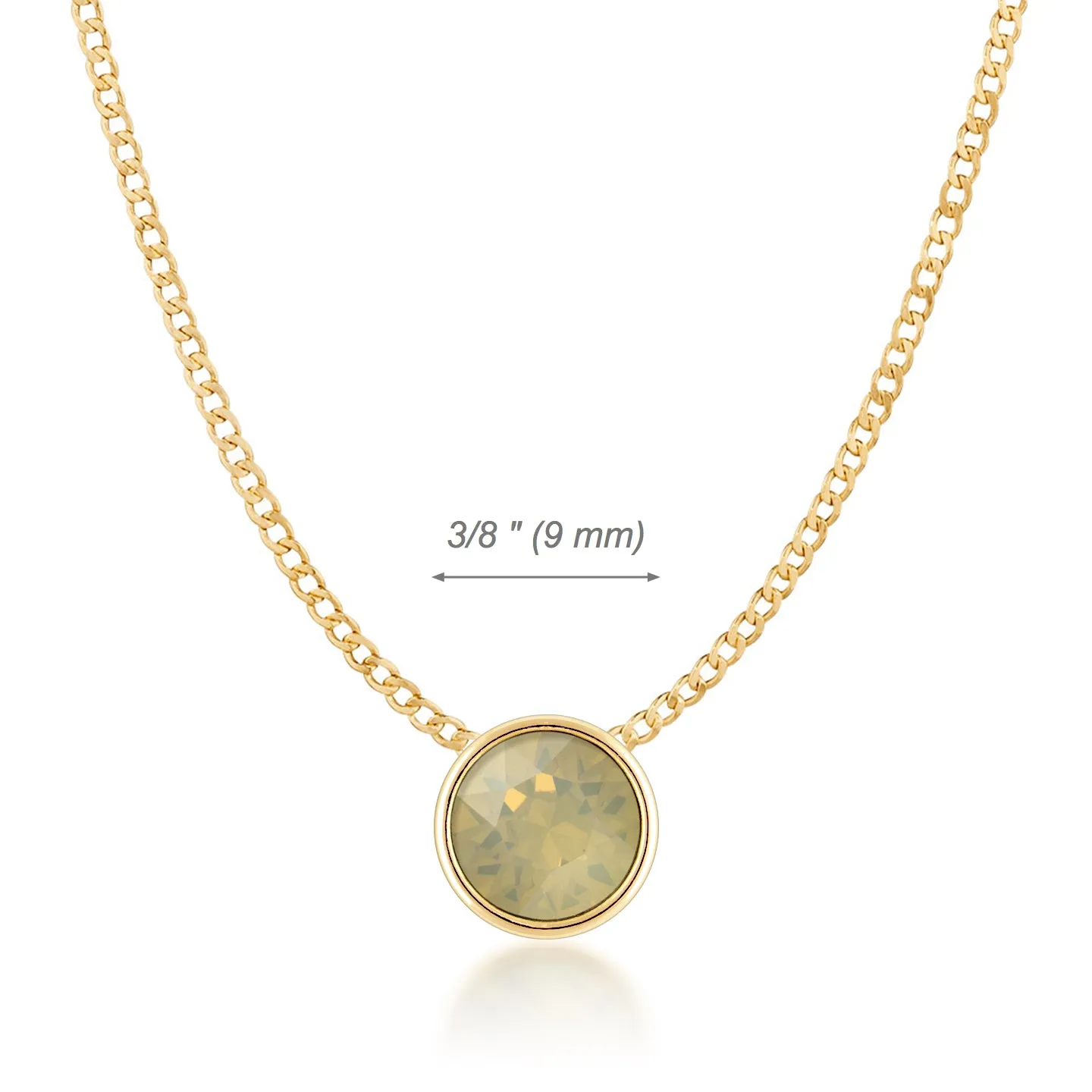 Harley Small Pendant Necklace with Beige Sand Round Opals from Swarovski Gold Plated