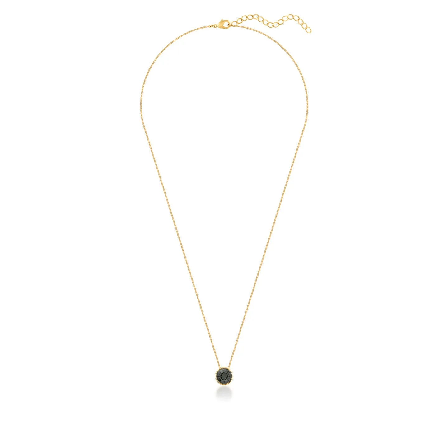 Harley Small Pendant Necklace with Black Diamond Round Crystals from Swarovski Gold Plated