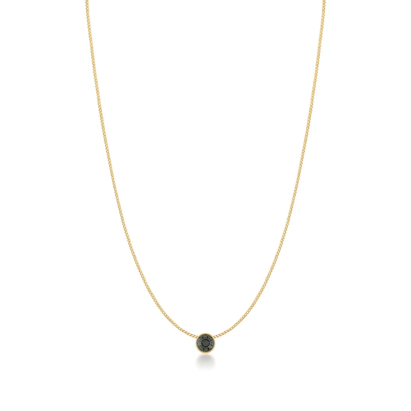 Harley Small Pendant Necklace with Black Diamond Round Crystals from Swarovski Gold Plated