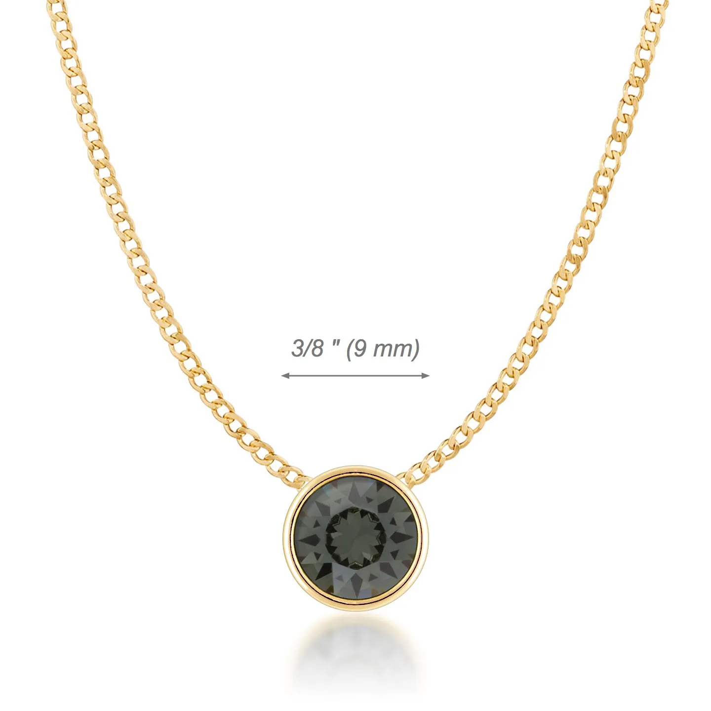 Harley Small Pendant Necklace with Black Diamond Round Crystals from Swarovski Gold Plated