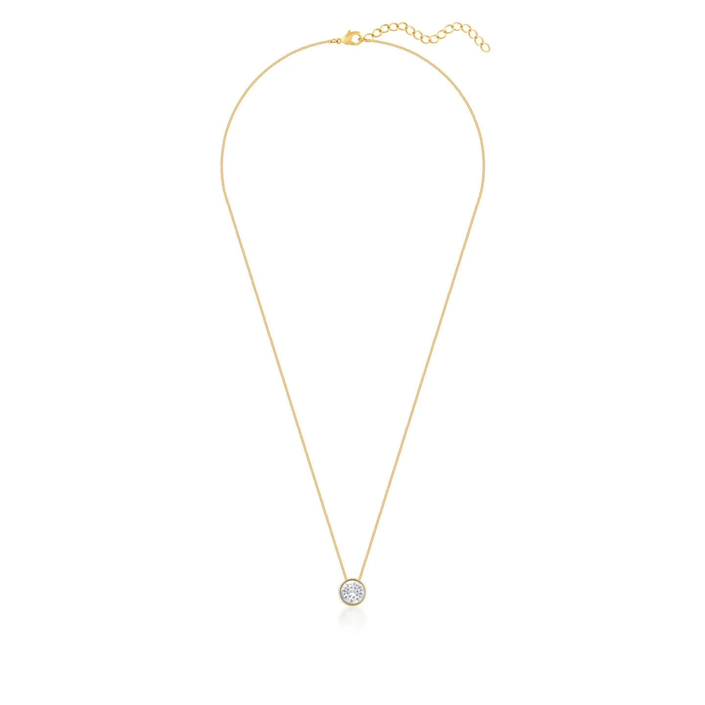Harley Small Pendant Necklace with White Clear Round Crystals from Swarovski Gold Plated