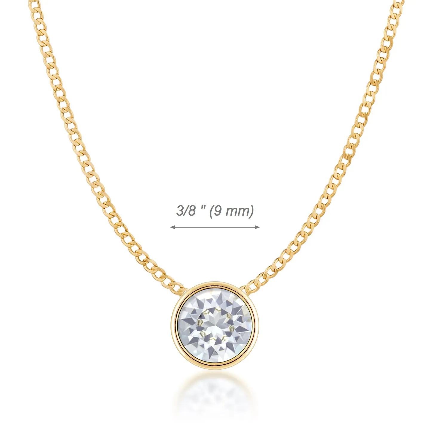 Harley Small Pendant Necklace with White Clear Round Crystals from Swarovski Gold Plated