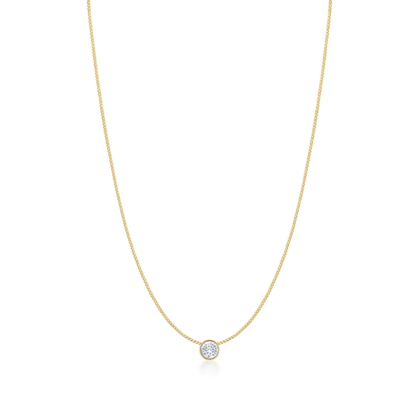 Harley Small Pendant Necklace with White Clear Round Crystals from Swarovski Gold Plated